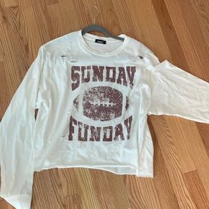 Mine B Sunday Funday Distressed Football Cotton Long Sleeve